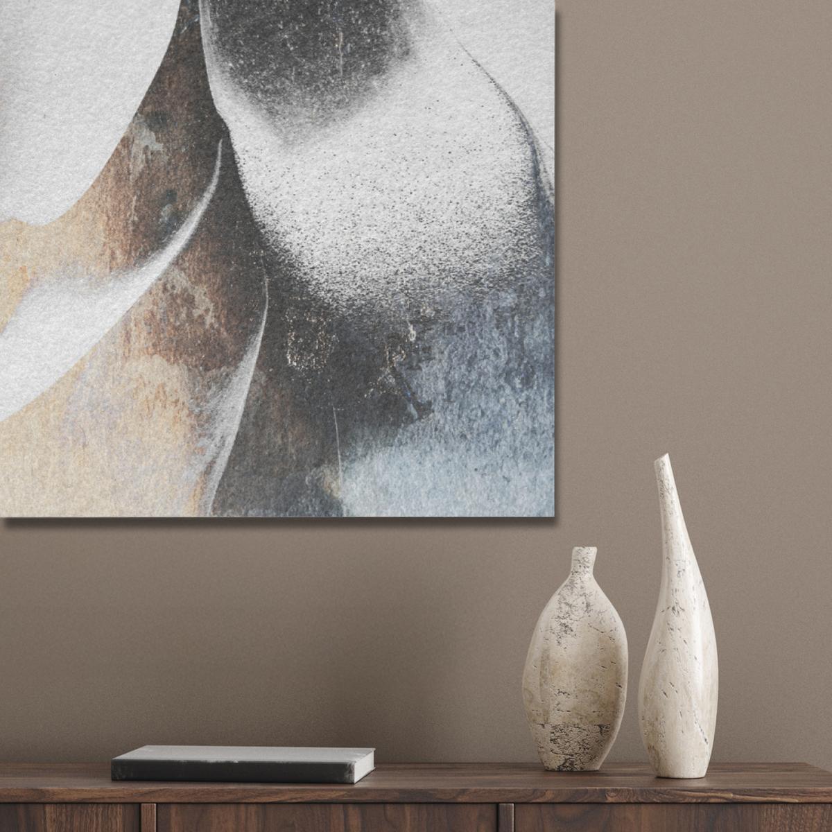 AKUSTIKBILD Luxus - Abstrakt - Gold - Weiß Wandbild Wohnzimmer 100x70 cm - Goldfarben, Kunststoff (100/70/0.9cm) - MuchoWow