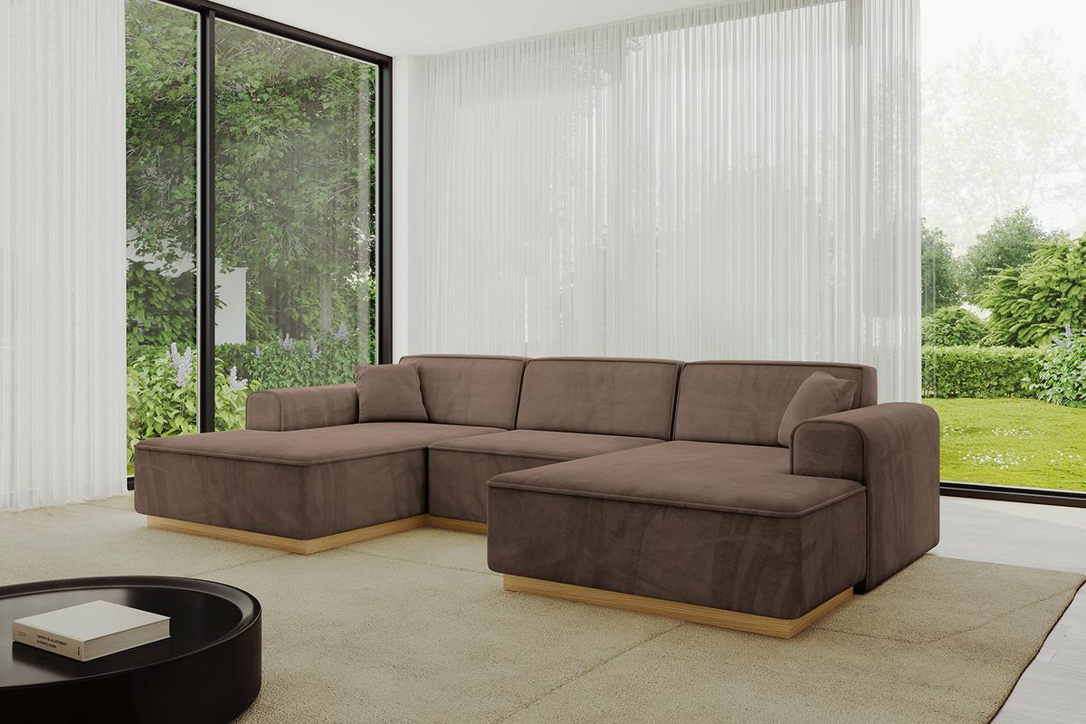 WOHNLANDSCHAFT IREA-U1-v2 - 301x165x80 cm Braun - Braun, Holzwerkstoff/Textil (301/80/165cm) - ALTDECOR