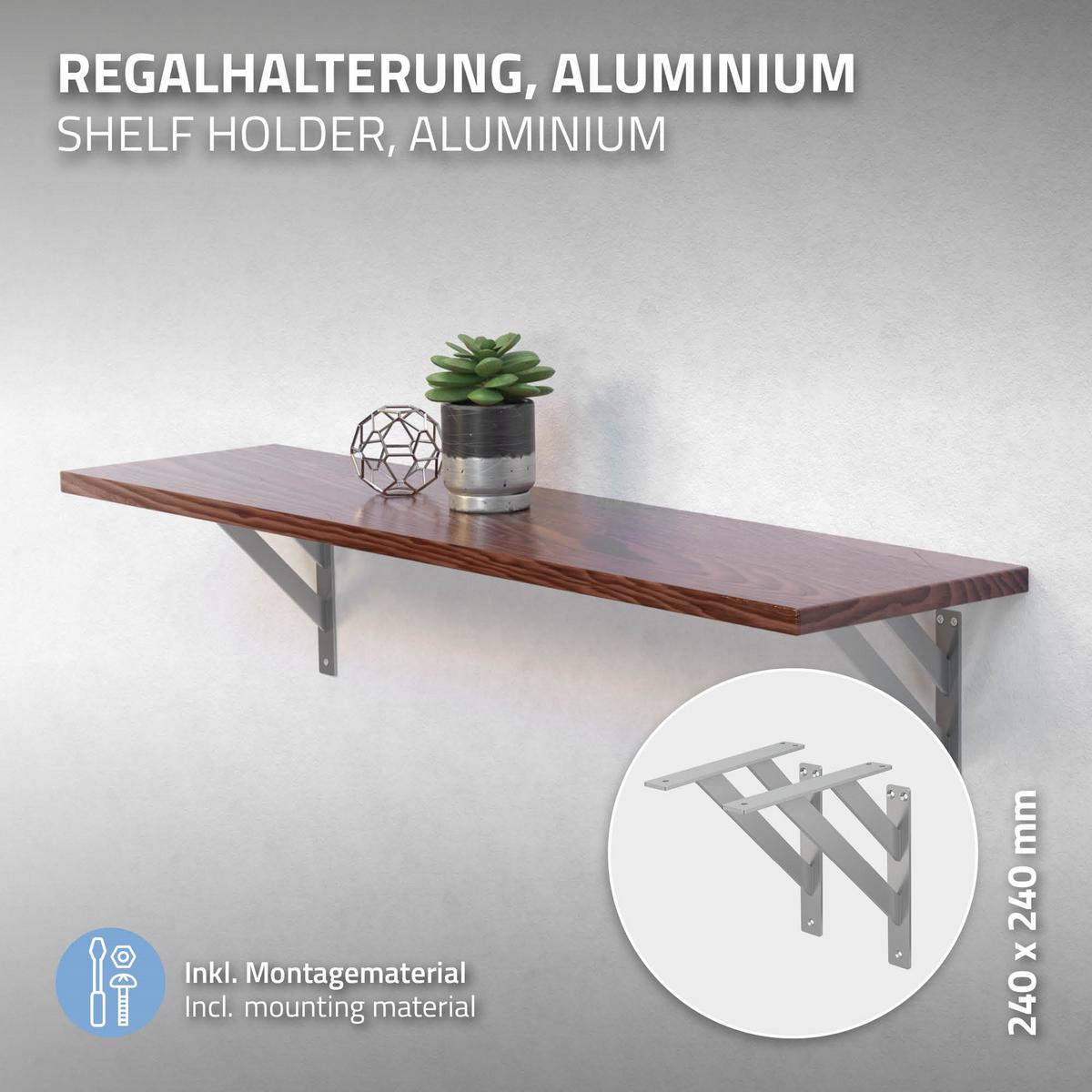 REGALHALTERUNGEN - Silberfarben, Metall (24/24/3cm) - ML-DESIGN