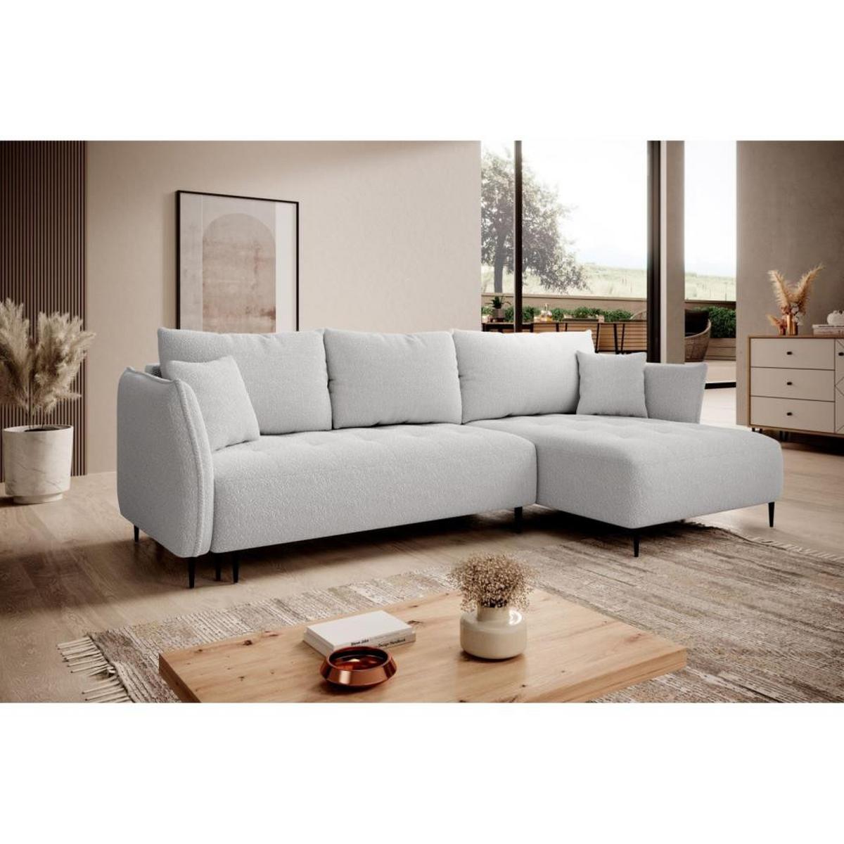 ECKSCHLAFSOFA Bari rechts hellgrau - Hellgrau/Schwarz, Textil (276/158cm) - Beautysofa