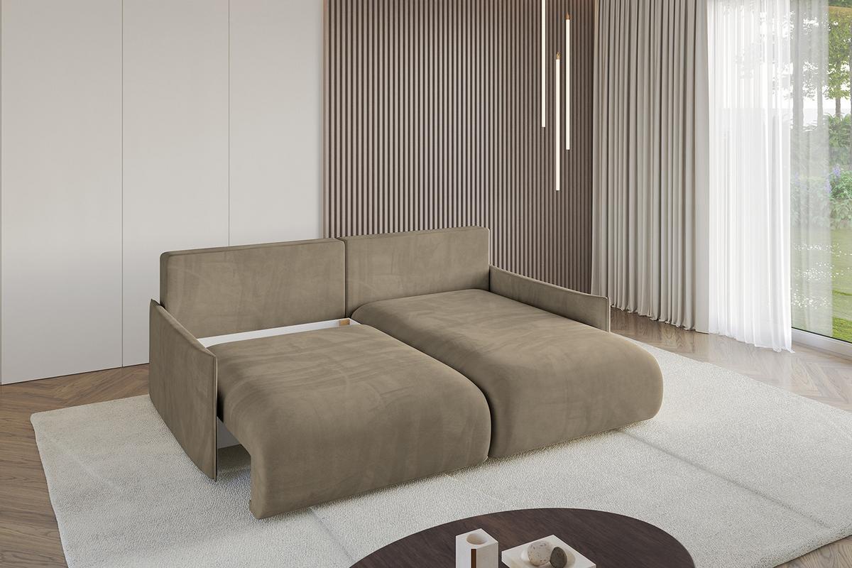 ECKSOFA Ottomane rechts ONESK-L-v1 216x177x72 Braun Velours - Braun, Holzwerkstoff/Kunststoff (177/216cm) - ALTDECOR