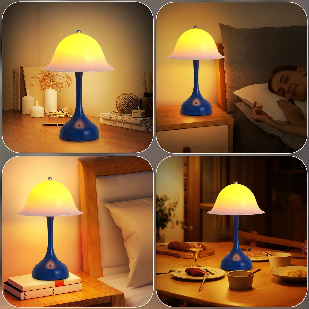 LED TISCHLAMPE Solara 16/9/24.5 cm - Blau, Kunststoff (16/9/24.5cm) - ZMH