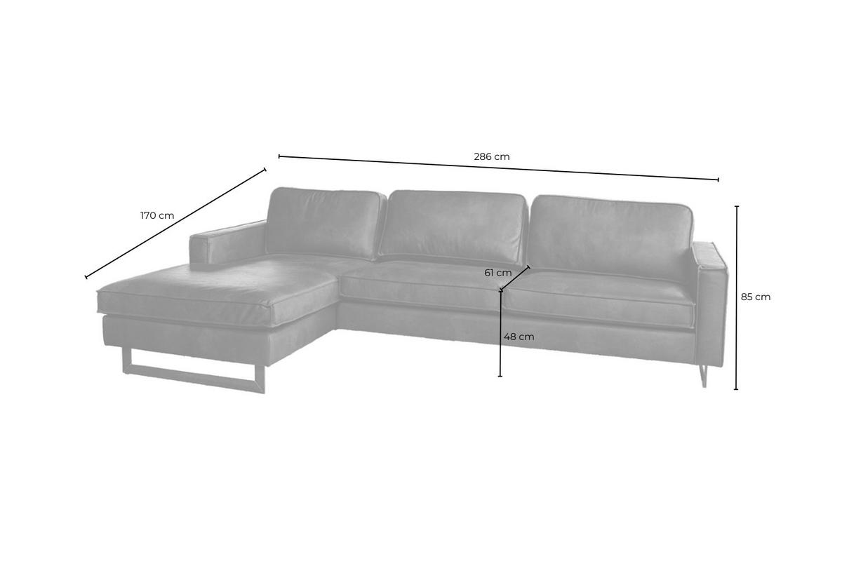 ECKSOFA VILNIUS Schwarz Lederfaserstoff - Schwarz, Leder/Metall (286/170cm) - KAWOLA