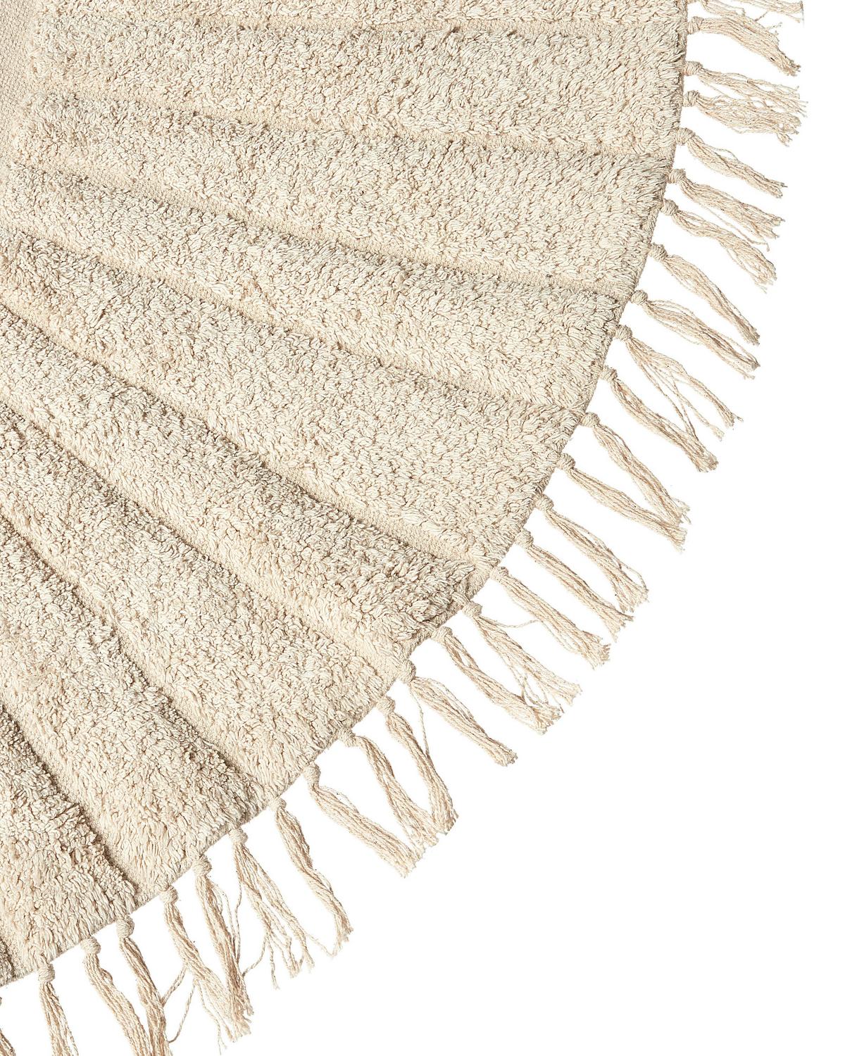KURZFLOR-TEPPICH Beige 140 cm Badhani - Beige/Schwarz, Textil (140/140cm) - Beliani