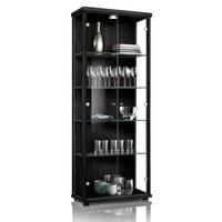 VITRINE 33/67/176 cm mit LED & 4 höhenverstellbaren Glasböden - Transparent/Silberfarben, Glas/Holzwerkstoff (67/176/33cm) - K-Möbel