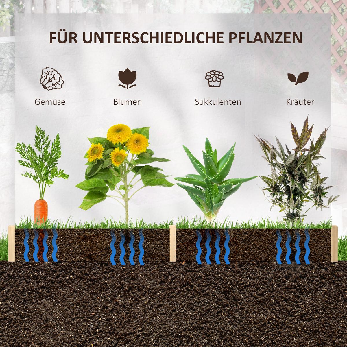 HOCHBEET, Naturfarben - Naturfarben, Holz (92/16/100cm) - Outsunny