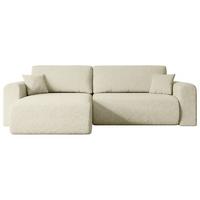 ECKSOFA mit Schlaffunktion und Bettkasten ORRO-L - 272x145x83 cm Beige Bouclé - Beige/Schwarz, Holzwerkstoff/Kunststoff (272/145cm) - ALTDECOR