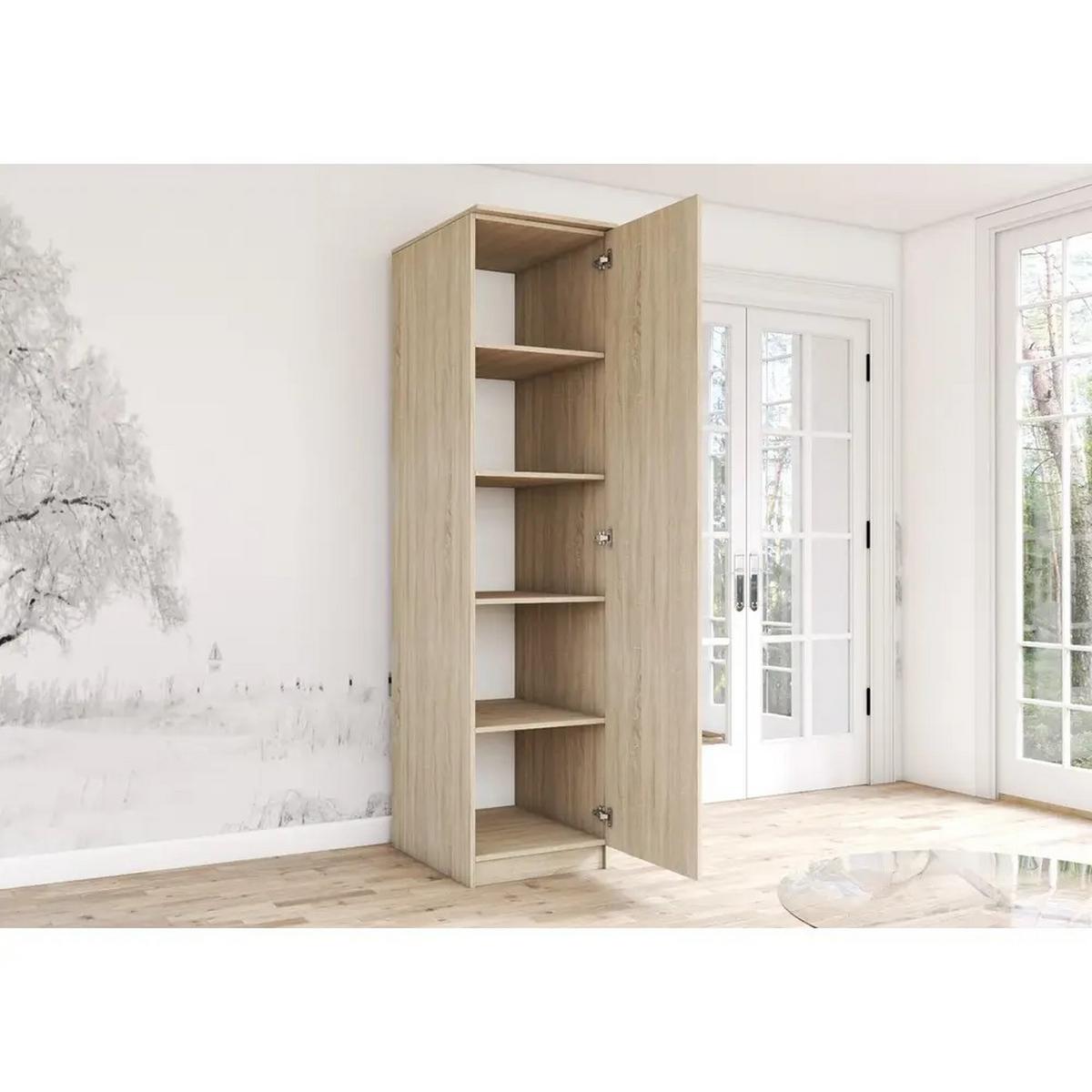 DREHTÜRENSCHRANK 50/207/59 cm Szantal 1D Sonoma/Sonoma - Alufarben/Sonoma Eiche, Holzwerkstoff/Kunststoff (50/207/59cm) - imoebel24