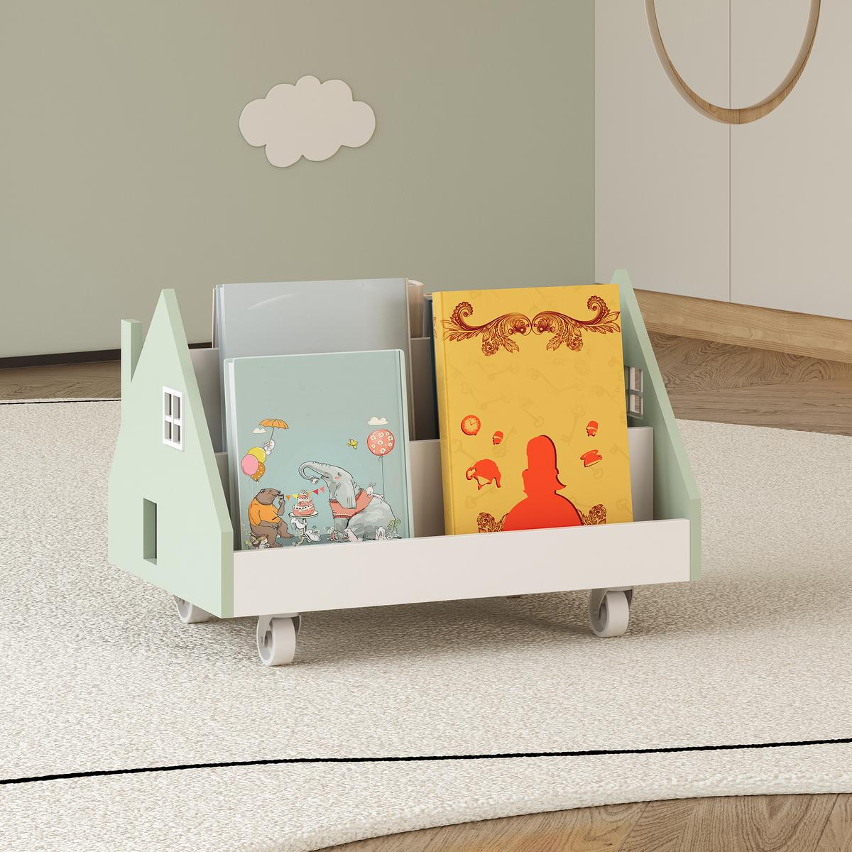 KINDERREGAL Vipsali - Weiß/Mintgrün, Holzwerkstoff (50/34/33cm) - [en.casa]