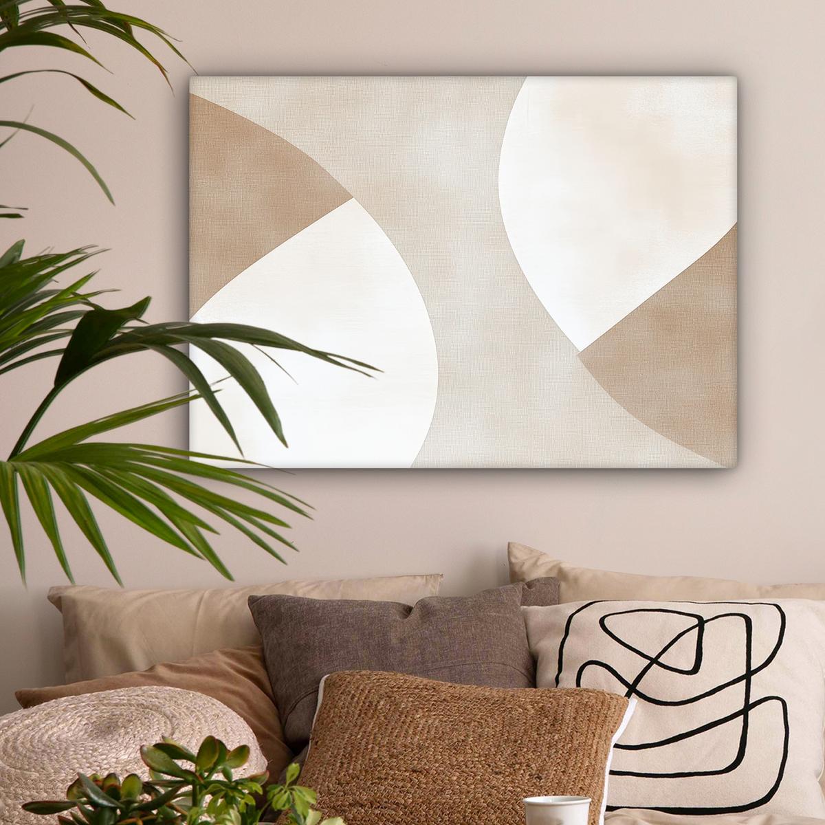 LEINWANDBILD Braun - Japandi - Abstrakt Wandbilder 80x60 cm - Sandfarben, Textil (80/60cm) - MuchoWow