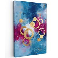 LEINWANDBILD Kreise - Gold - Abstrakt Deko XXL 80x120 cm - Blau, Textil (80/120cm) - MuchoWow