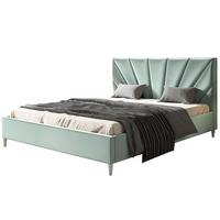 POLSTERBETT LUX Denver mit Kopfteil, 180 x 200 cm, Doppelbett mit Lattenrost aus Holz, Velourstoff Hellgrün, Füße in Farbe: Weiß - Hellgrün, Holz/Textil (180/200cm) - Alpi-Möbel