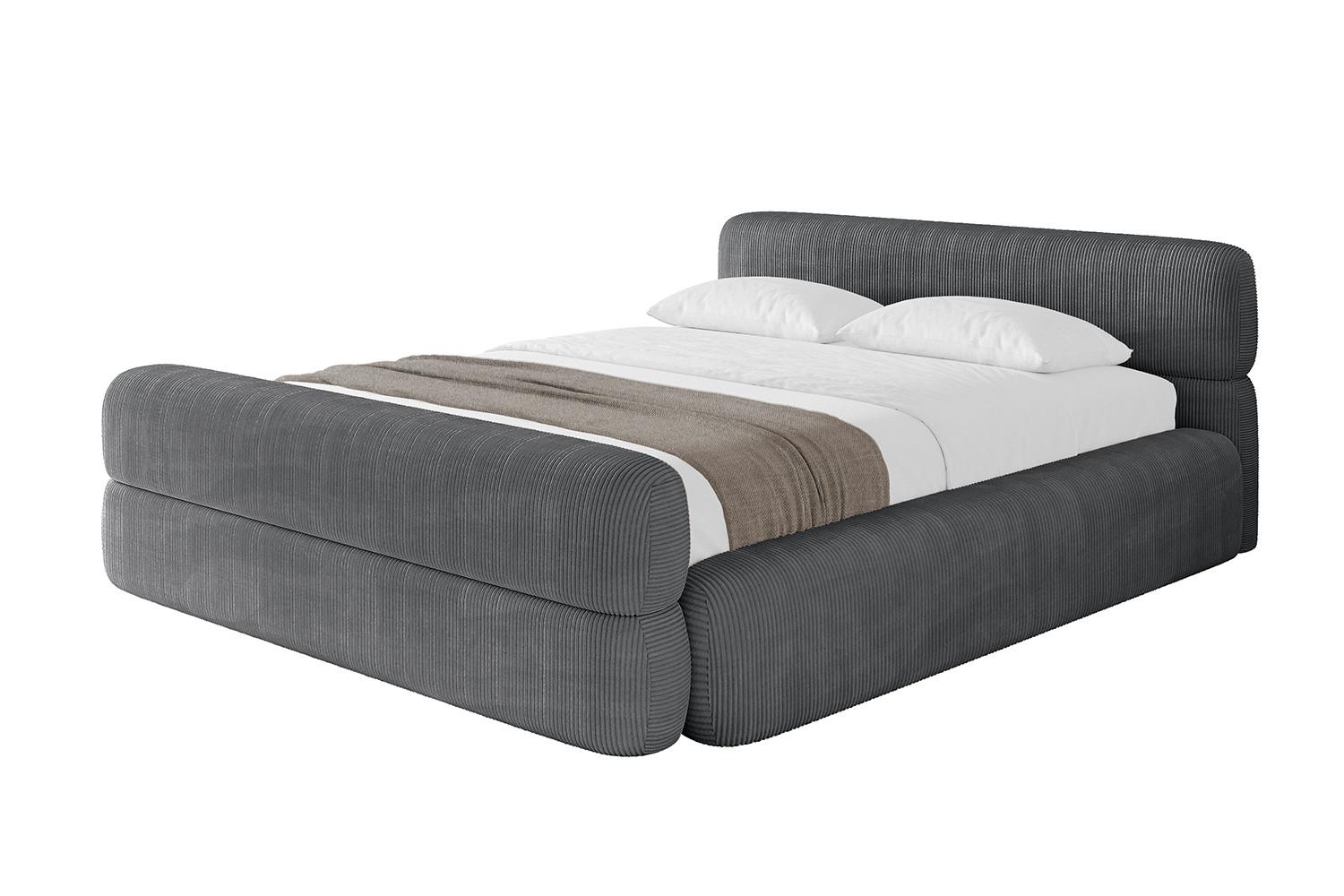POLSTERBETT mit Bettkasten, Fußteil und Lattenrost, Boxbett mit Matratze H3/H4 - ENORA-Z-V1 180x200 Dunkelgrau - Anthrazit, Holzwerkstoff/Textil (180/200cm) - ALTDECOR