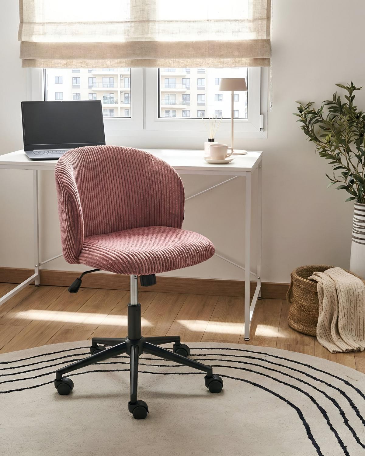 BÜROSTUHL Cord RosaMiles - Pink, Textil (55/76/55cm) - Beliani