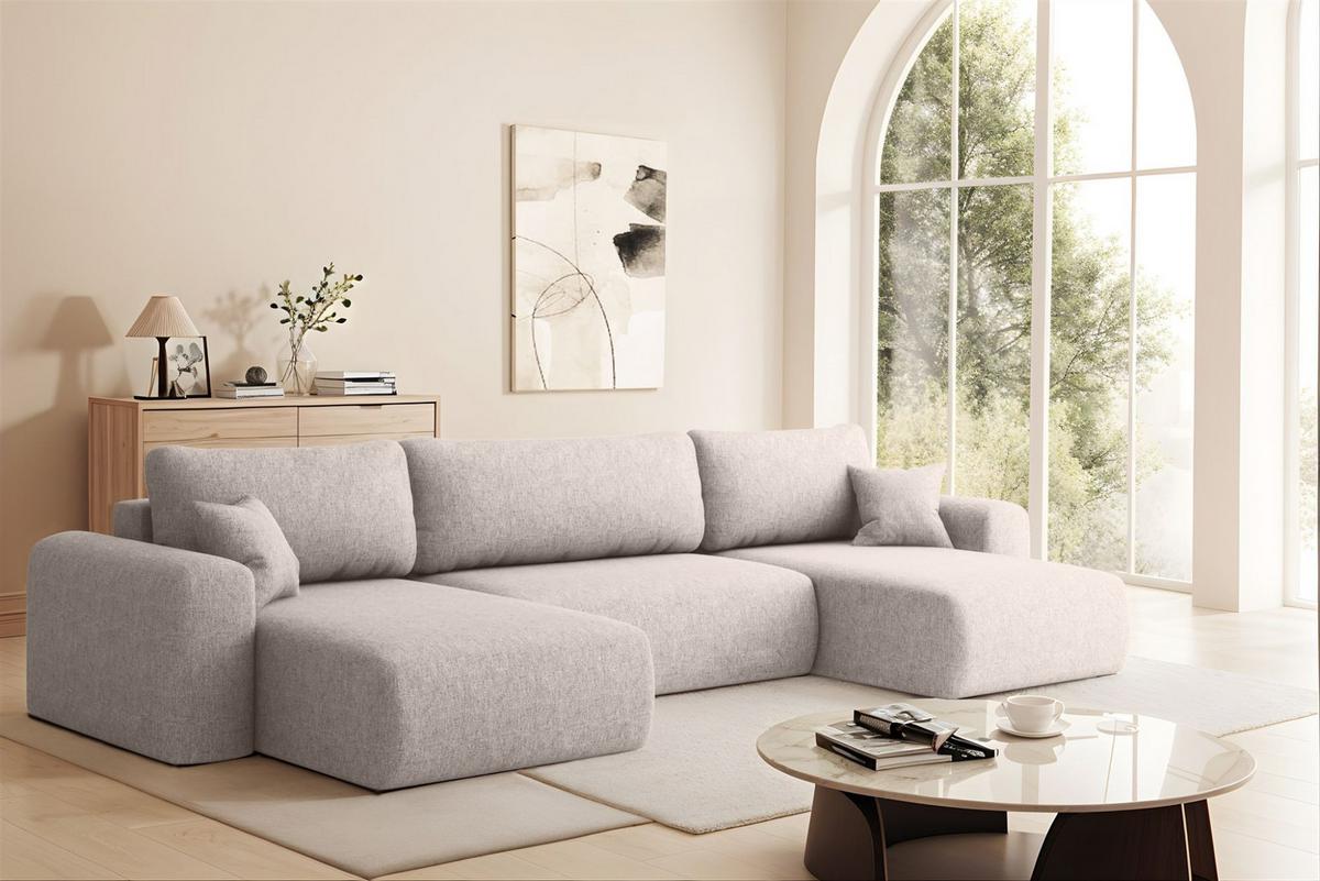 WOHNLANDSCHAFT Flora In Verita - Beige, Holzwerkstoff/Textil (362/83/145cm) - Fun Möbel