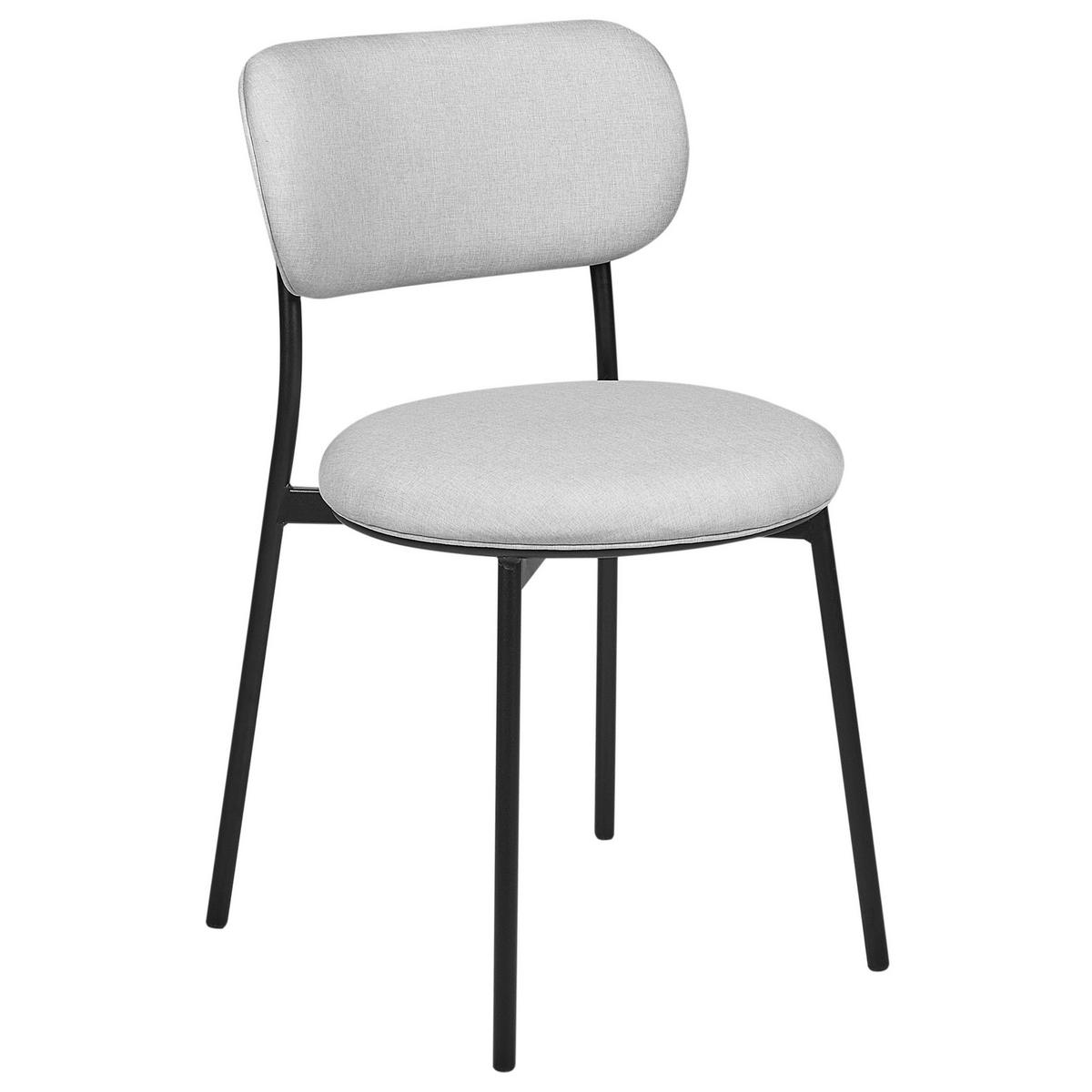 ESSZIMMERSTUHL 2er-Set Stoff hellgrau/schwarz Casey - Schwarz/Grau, Textil (43/76/44cm) - Beliani