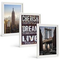 BILDER SET 3er Set - 40x60 cm Weißer Rahmen - Zitat über New Yorker Landschaften - Weiß, Kunststoff (40/60cm) - TULUP