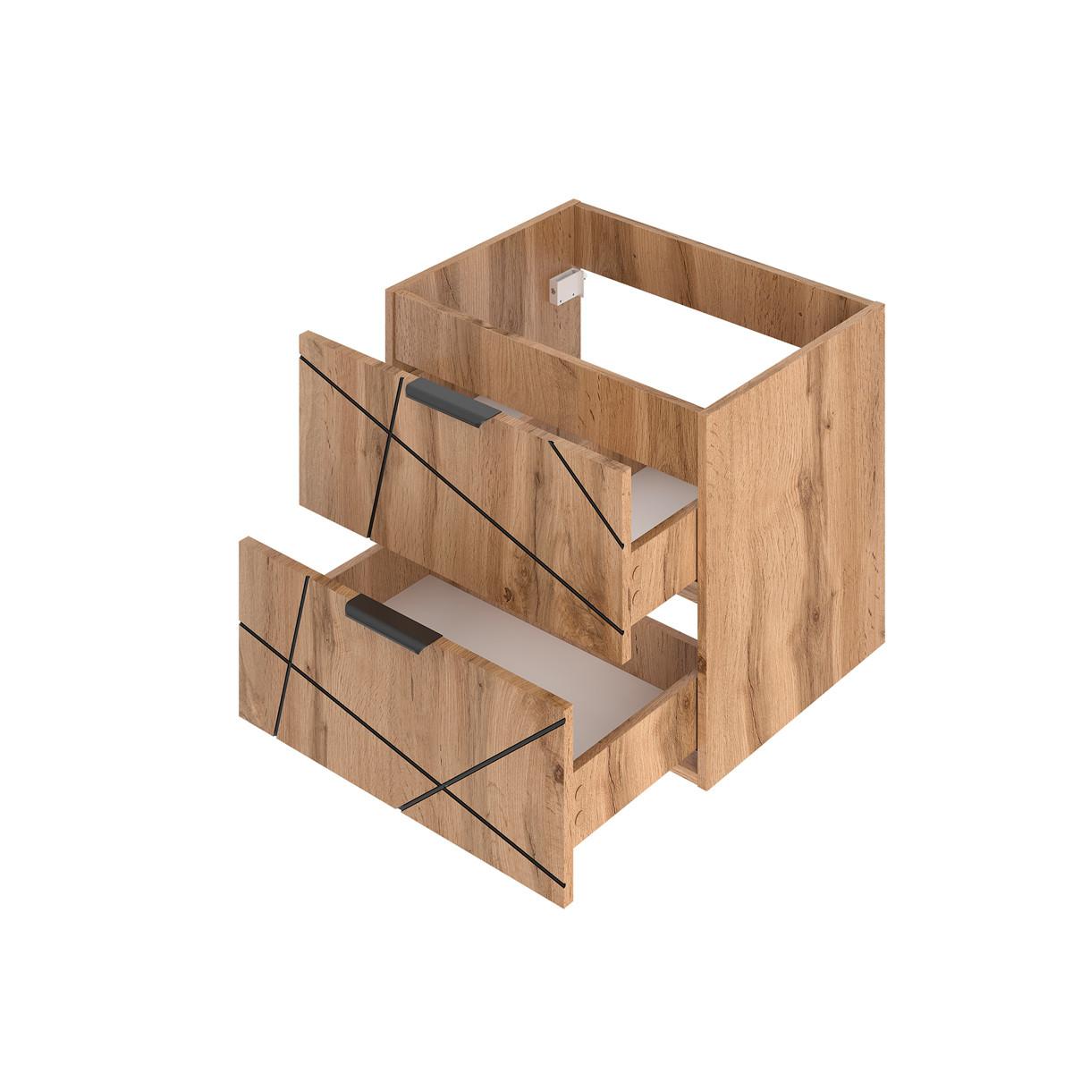 BADMÖBEL 60.6cm Teren 2er-Set Holz - Braun, Holzwerkstoff (60.6/52.2/46.5cm) - Petits-meubles