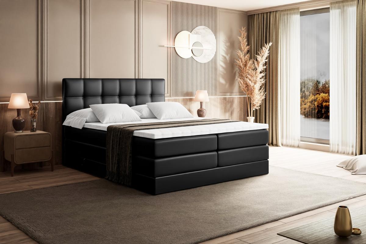 BOXSPRINGBETT MARCE KING - 180x200 - H3/H4 - Schwarz Hochglanz - Schwarz Hochglanz, Holzwerkstoff (180/200cm) - ALTDECOR