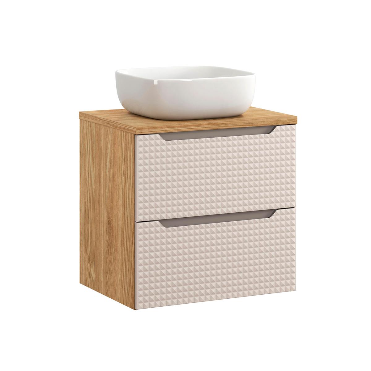 BADMÖBEL 60cm Mallory 2er-Set Beige und Holz - Braun, Holzwerkstoff (60/59.5/46cm) - Petits-meubles
