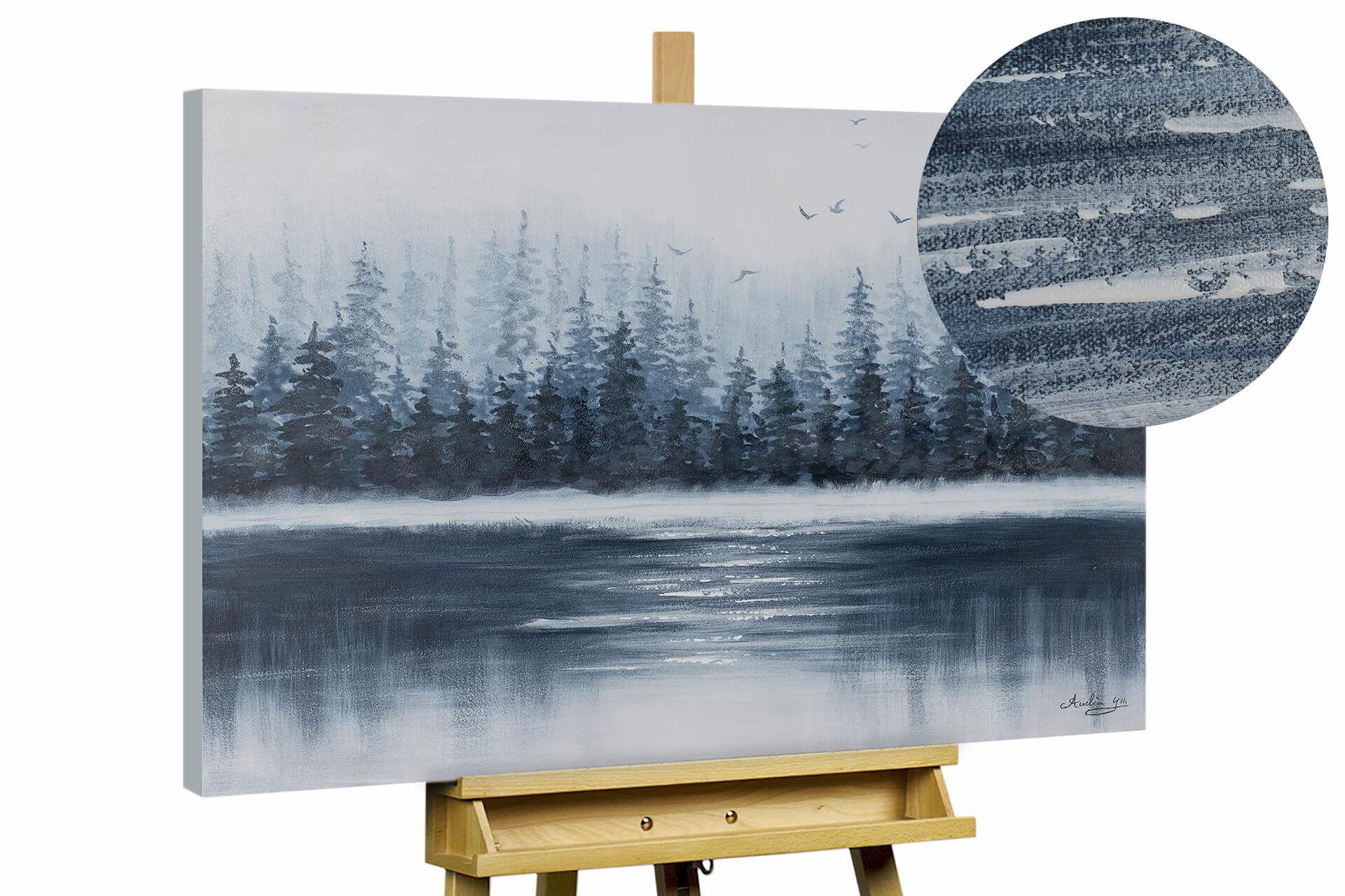 ACRYLBILD HANDGEMALT 100/75 cm - Blau/Weiß, Holz/Textil (100/75cm) - KUNSTLOFT
