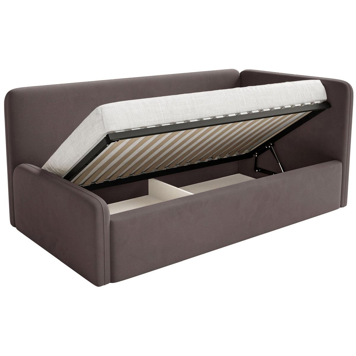 JUGENDBETT Fanko Samt Braun 90x200 cm - Schwarz/Braun, Kunststoff/Textil (90/200cm) - Selsey