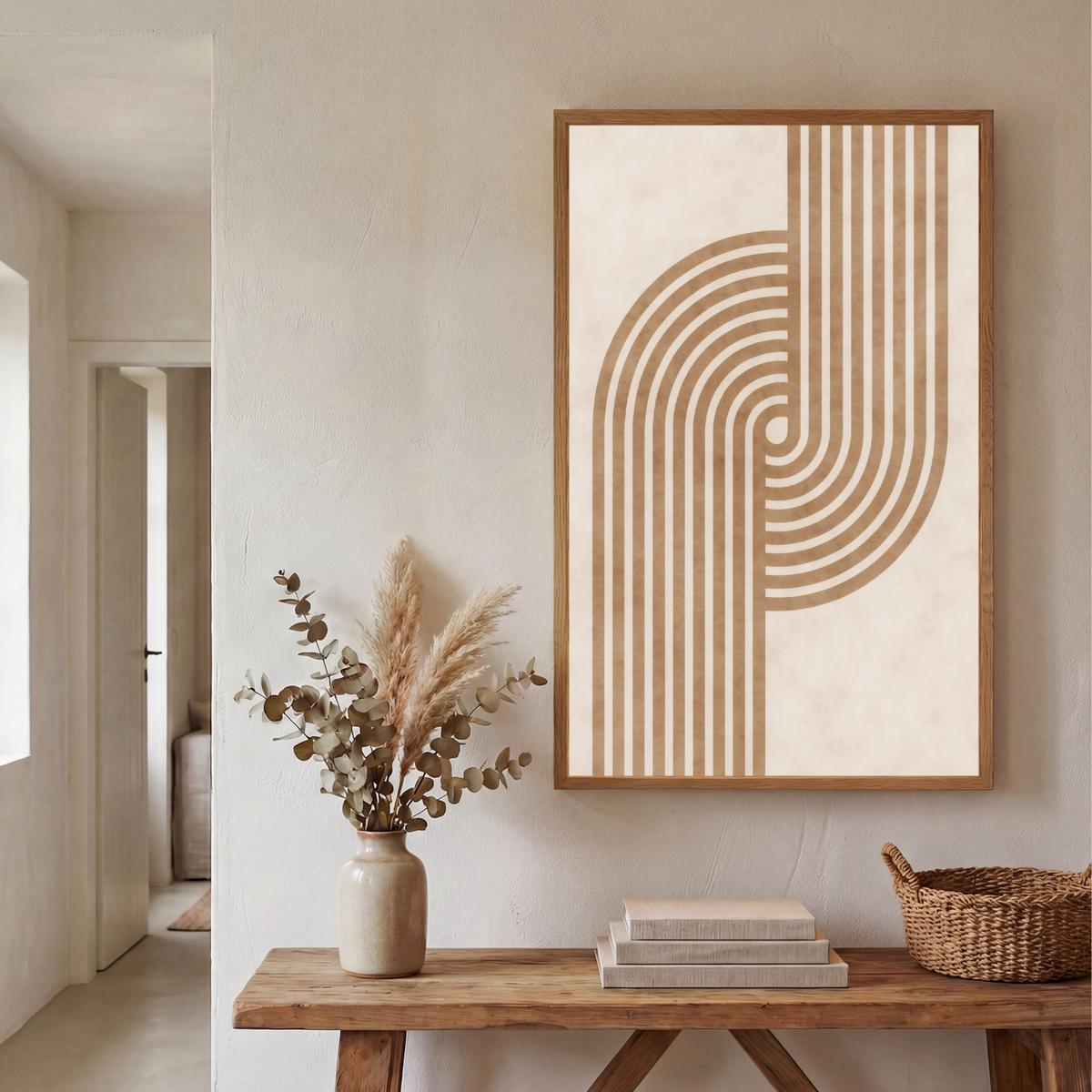 WANDLEUCHTE MIT AKKU Symmetrische Biegung - kupferfarbig 60x90 cm - Beige, Holzwerkstoff (60/90/8cm) - OnlyWow
