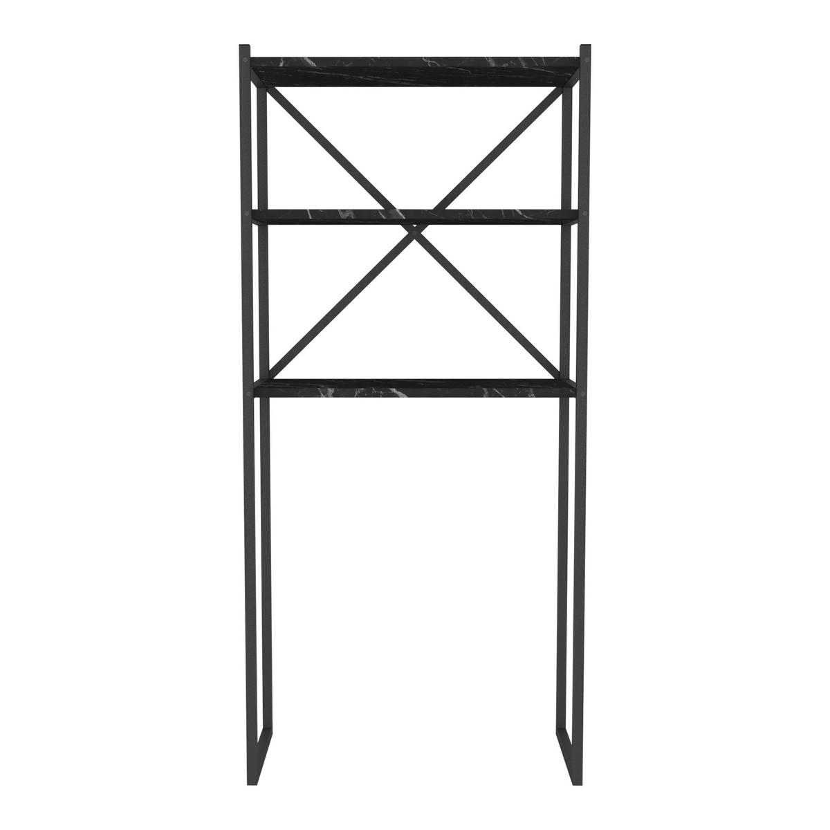 BADEZIMMERREGAL Askersund - Schwarz, Holzwerkstoff/Metall (66/160/34cm) - [en.casa]