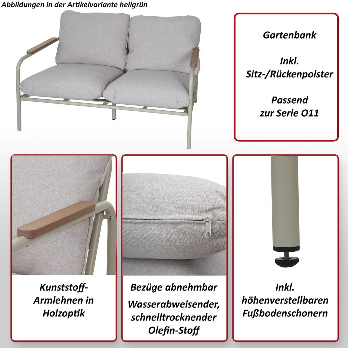 GARTENBANK Hellgrün - Hellgrün, Metall (125/81/81cm) - MCW