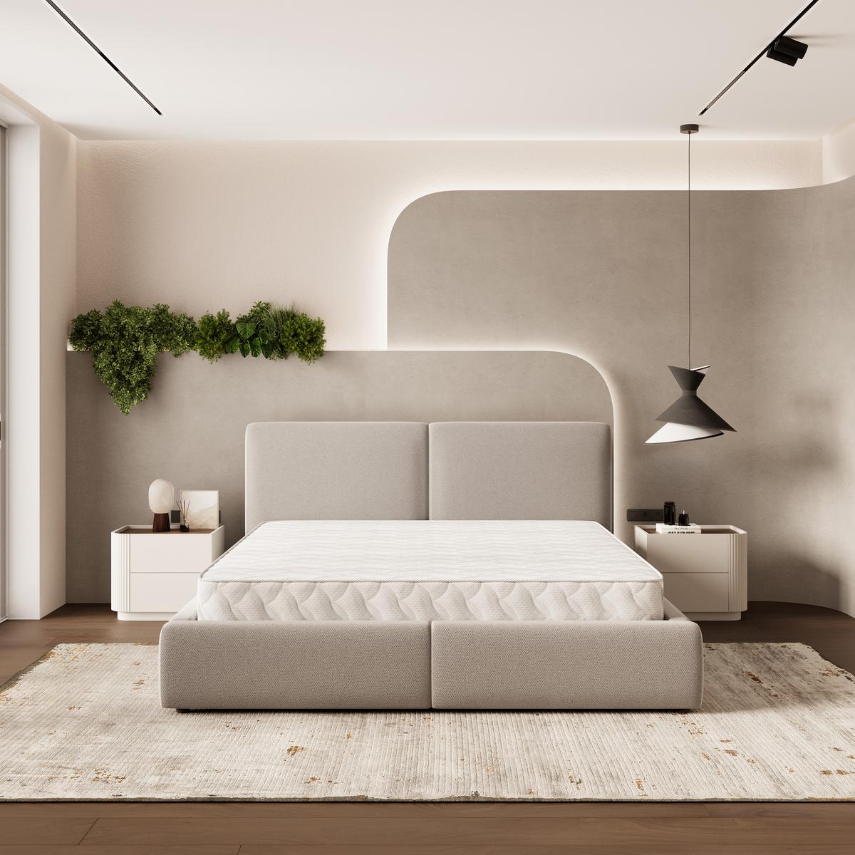 POLSTERBETT FELURO SR 200x200 cm mit Bettkästen - Beige - Beige, Holz/Textil - MASSENO