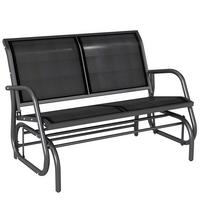 SCHAUKELSTUHL 2-Sitzer Gartenbank Sitzbank Parkbank Metall Schwarz 120x70x88cm - Schwarz, Metall (70/85/120cm) - Outsunny
