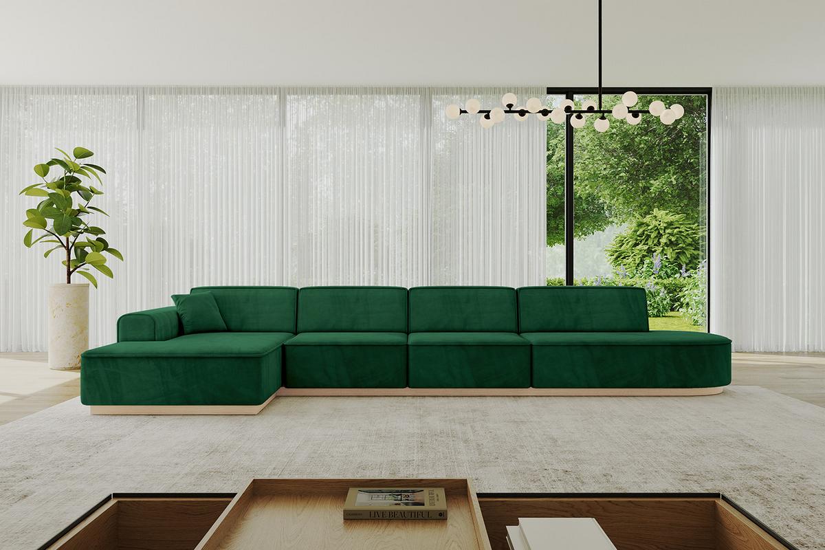 ECKSOFA Ottomane Links IREA-L3 - 413x171x83 cm Grün - Grün, Holzwerkstoff/Textil (413/171cm) - ALTDECOR
