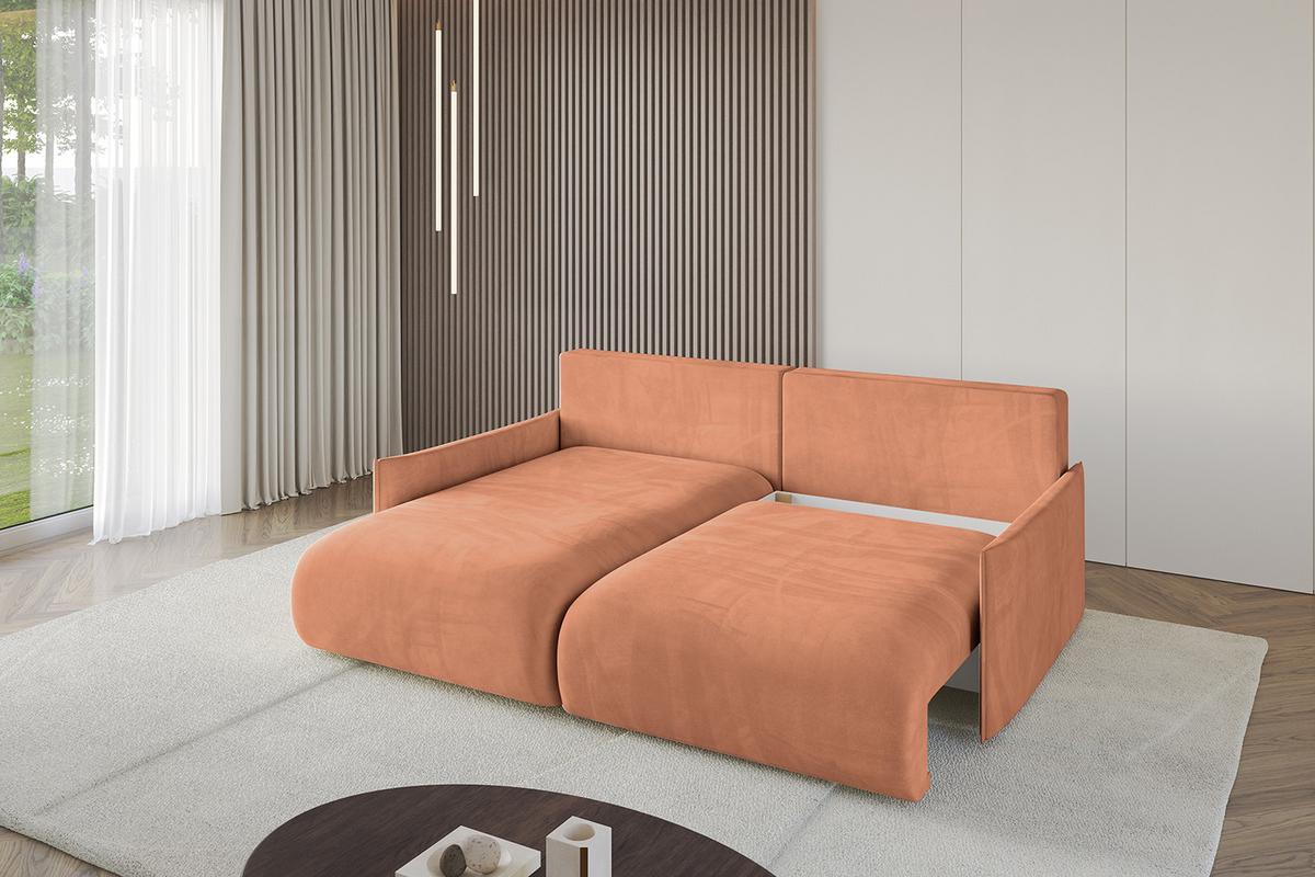 ECKSOFA Ottomane links ONESK-L-v1 216x177x72 Koralle Velours - Koralle, Holzwerkstoff/Kunststoff (216/177cm) - ALTDECOR
