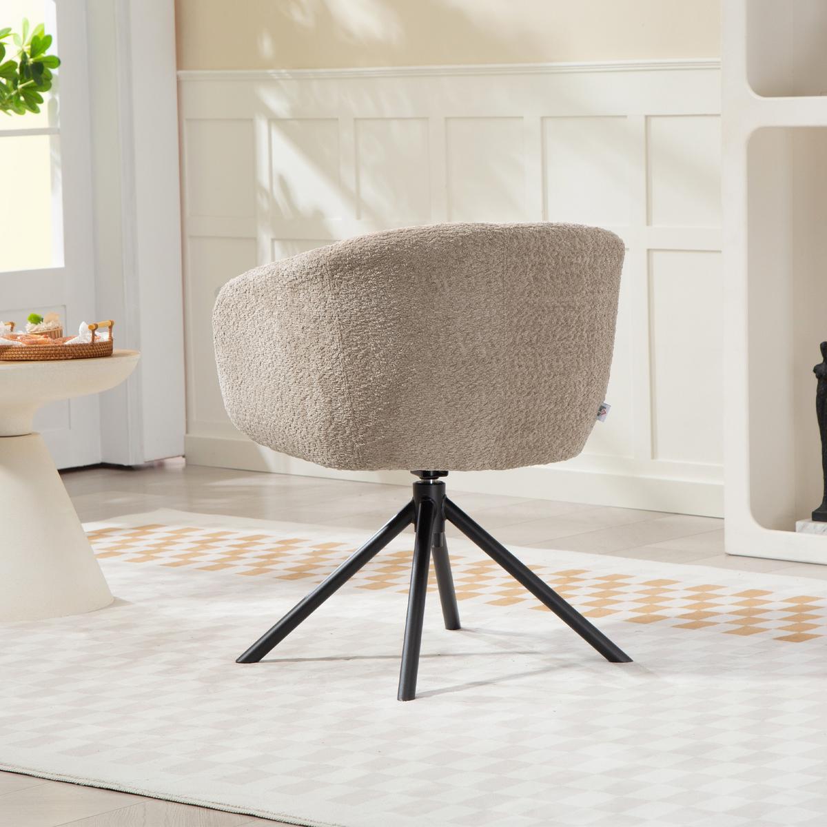 ARMLEHNENSTUHL Loungesessel mit Armlehne, 360° Drehfunktion, Leinenoptik, Hellbraun - Braun, Textil (58.5/78.5/59cm) - HOMCOM