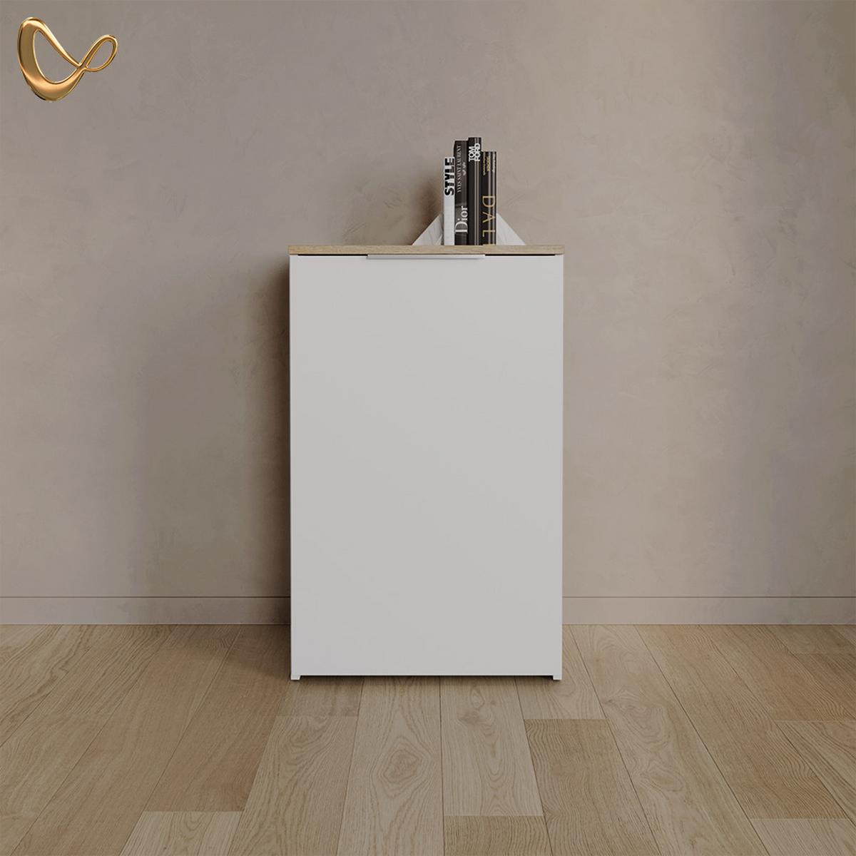 KOMMODE Piave Weiß mit Regal - Weiß, Holzwerkstoff (50/80/40cm) - Livinity®