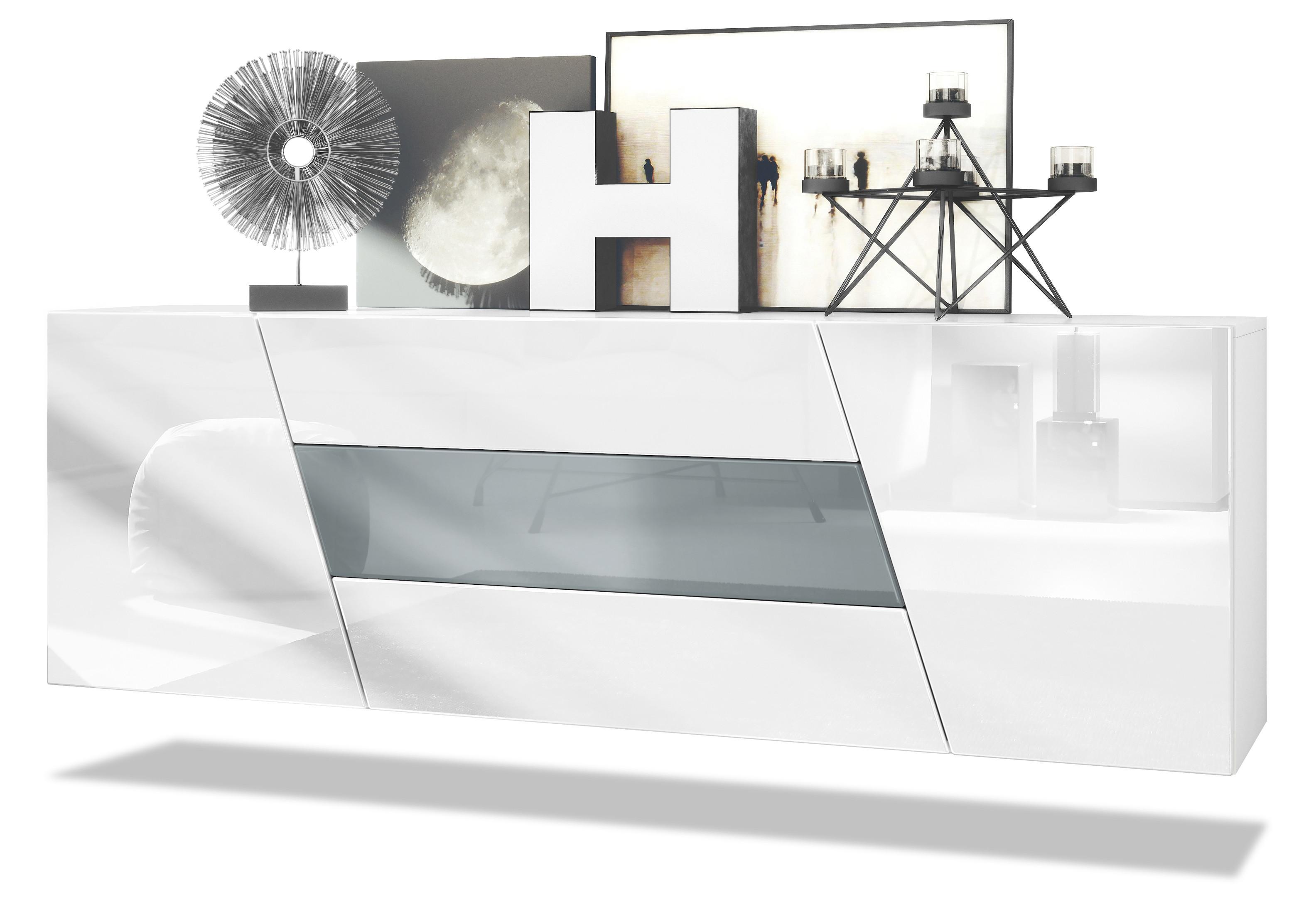 SIDEBOARD Houston Grau Hochglanz - Grau, Holzwerkstoff (178/57.5/38.5cm) - Vladon