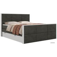 BOXSPRINGBETT DELVIT KING DUO 180/200 - Dunkelgrau Velvet - Topper Visco - H4 - Dunkelgrau/Anthrazit, Kunststoff/Textil (180/200cm) - MKS