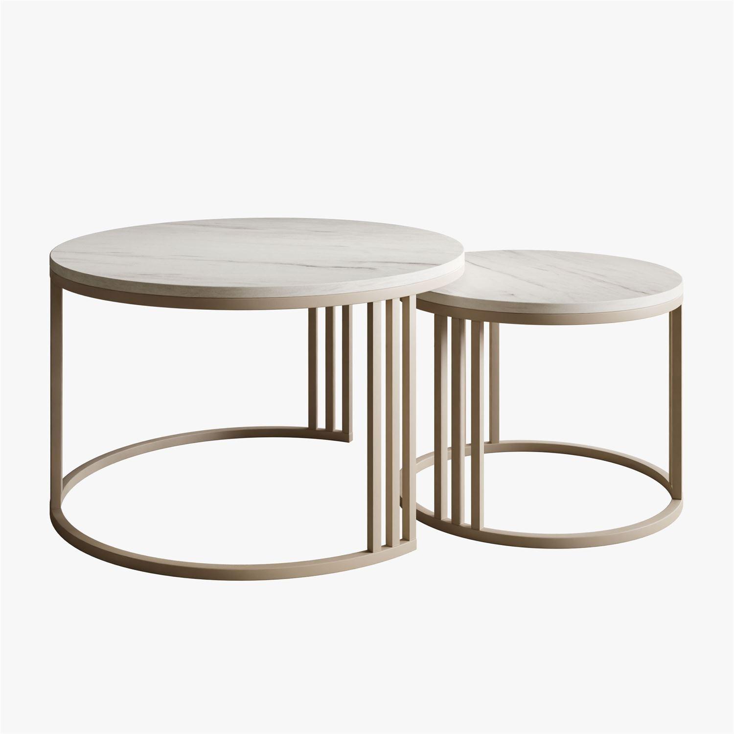 COUCHTISCH LORI 2in1 KASCHMIR MAT / Levanto Marmor - Kaschmir/Weiß, Holzwerkstoff (70/70/49cm) - Lookway