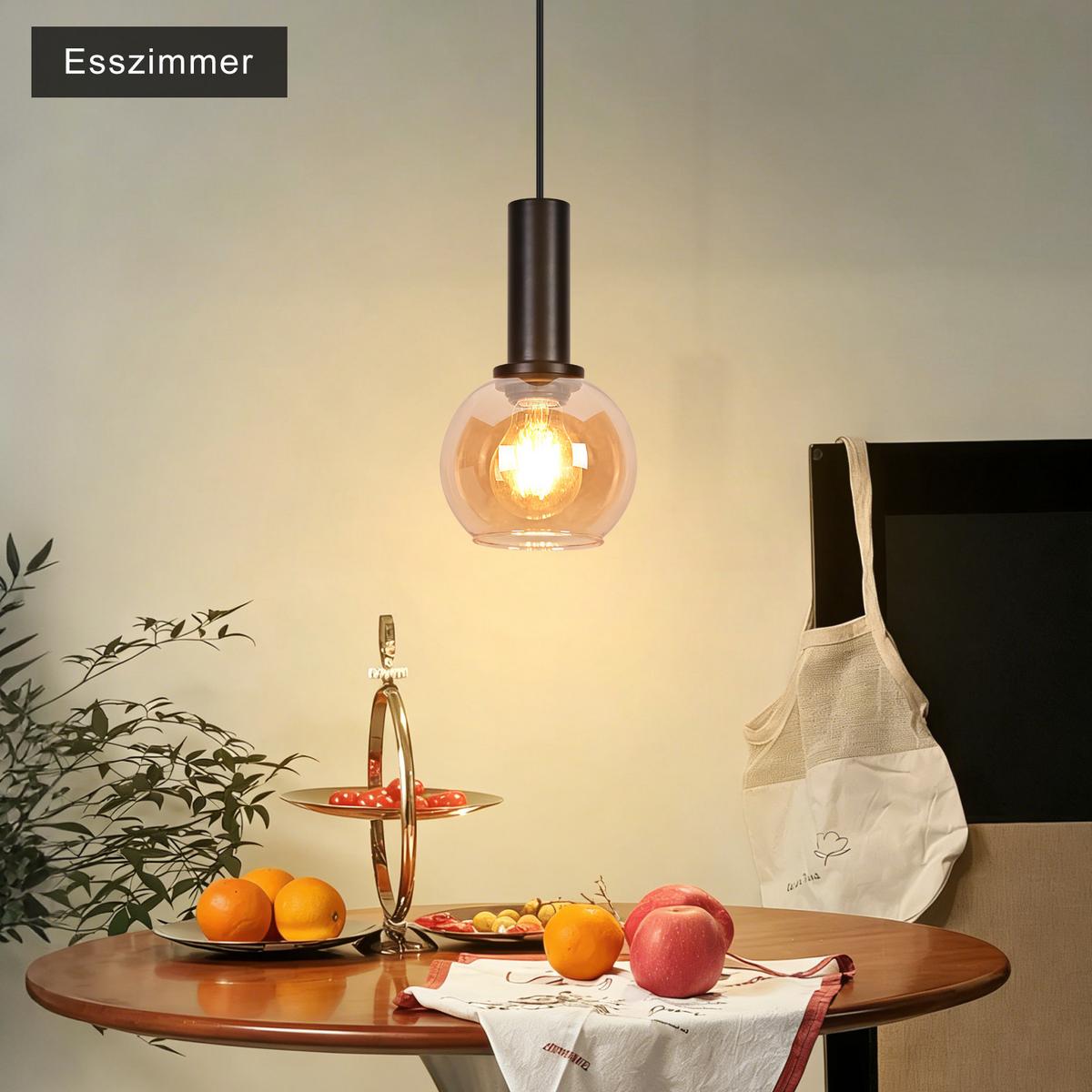 PENDELLEUCHTE Ixeth 10/13/145 cm - Schwarz, Glas/Metall (10/13/145cm) - ZMH