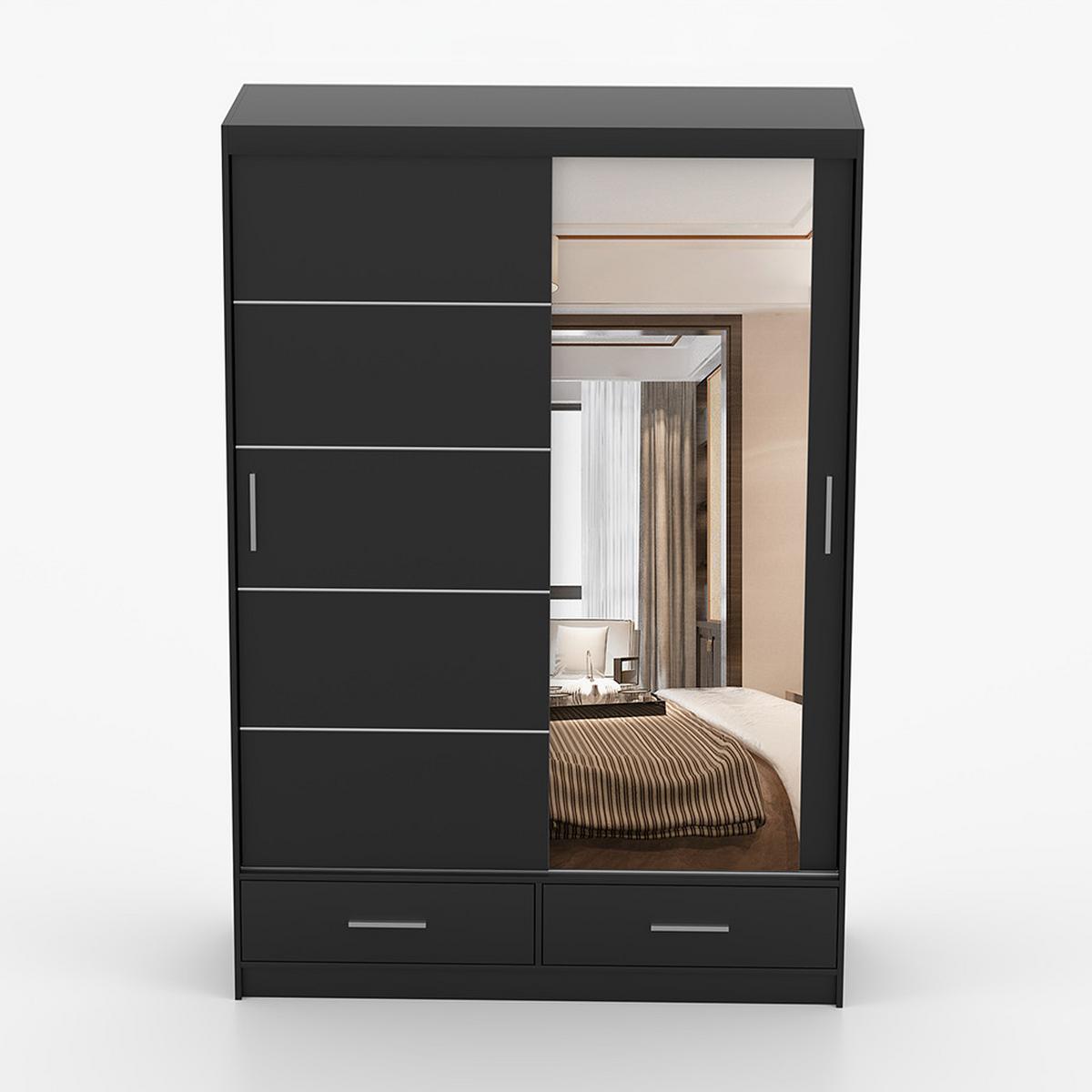 KLEIDERSCHRANK Florence 150 cm, 150/218/61, 2-türig, schwarz - Schwarz, Holzwerkstoff (150/218/61cm) - imoebel24