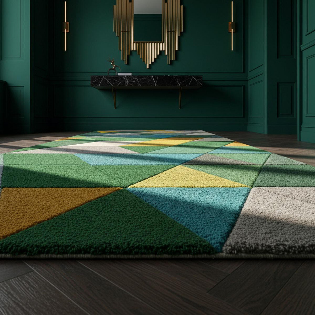 WOLLTEPPICH DERWENT, geometrisch, Grün, 60 x 230 cm - Grün, Textil (60/230cm) - KADIMA DESIGN