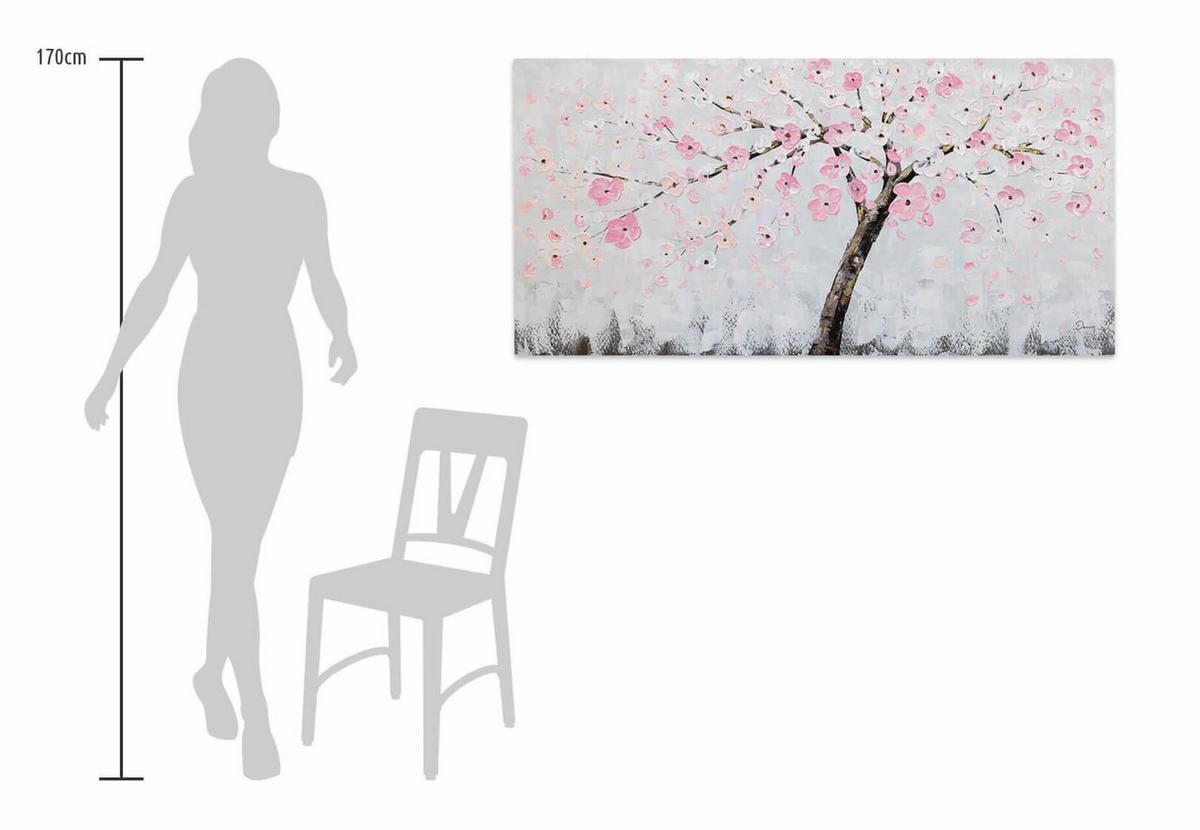 ACRYLBILD HANDGEMALT 120/60 cm - Pink/Grau, Holz/Textil (120/60cm) - KUNSTLOFT