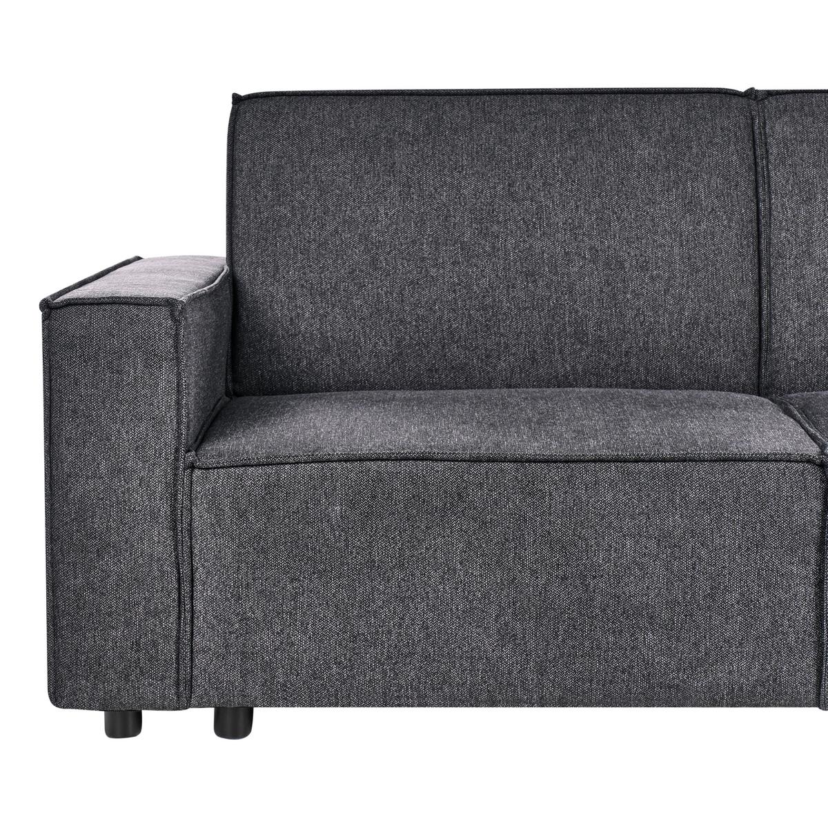ECKSCHLAFSOFA 3-Sitzer Stoff Graphitgrau rechtsseitig Romedal Ii - Graphitfarben, Textil (290/173cm) - Beliani