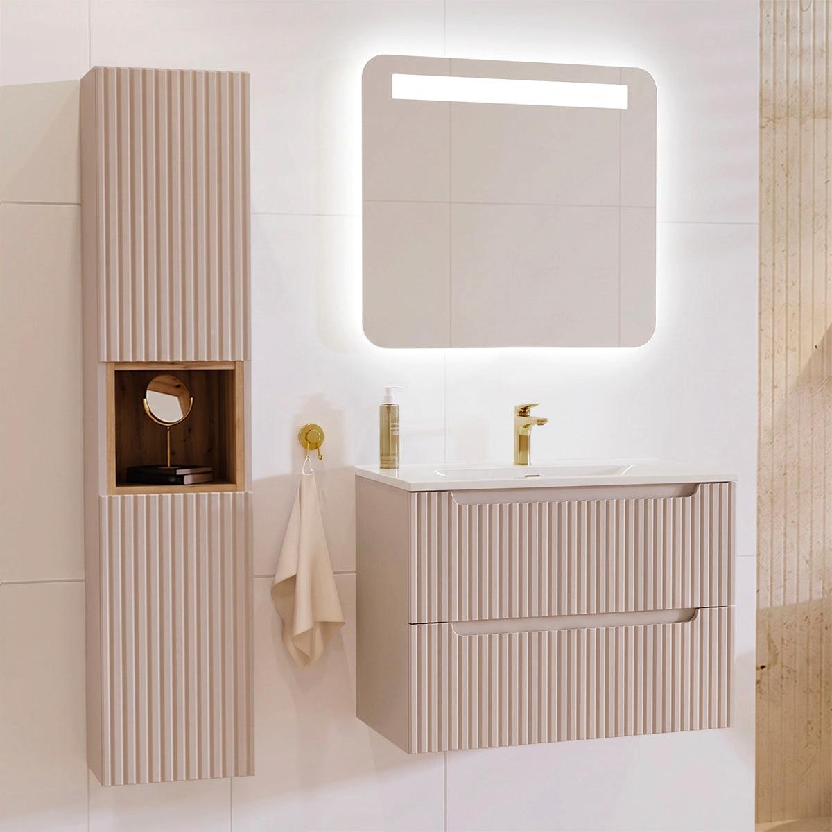 BADMÖBEL 80cm Riva 2er-Set Kaschmir - Beige, Holzwerkstoff (80/57/40cm) - Petits-meubles