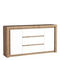KOMMODE VARUS 184/97,5/40,5cm mit 3 Schubladen 2 Türen Eichefarben - Eichefarben/Weiß, Holzwerkstoff (184/97.5/40.5cm) - MASSENO