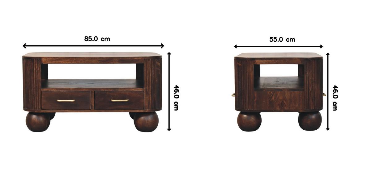 KAFFEETISCH California, 2 Schubladen, Dunkelbraun - Dunkelbraun, Holz (85/55/46cm) - Artisan Furniture