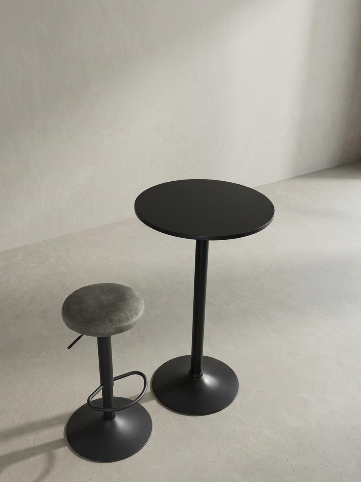BARHOCKER Höhenverstellbar Eisen Samt Drehbar CAMPANIA, Grau 40x40x79 cm - Schwarz/Grau, Textil/Metall (40/79/40cm) - KADIMA DESIGN