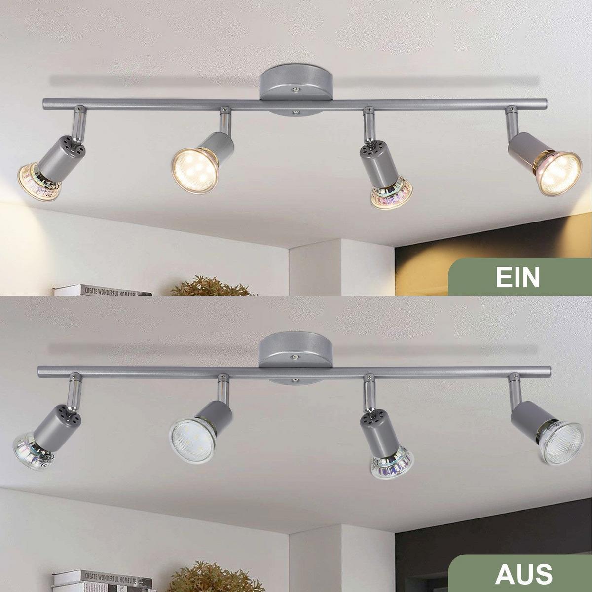 DECKENSTRAHLER Leland 4-flammig 54/15/3.2cm - Silberfarben, Metall (54/15/3.2cm) - Nettlife