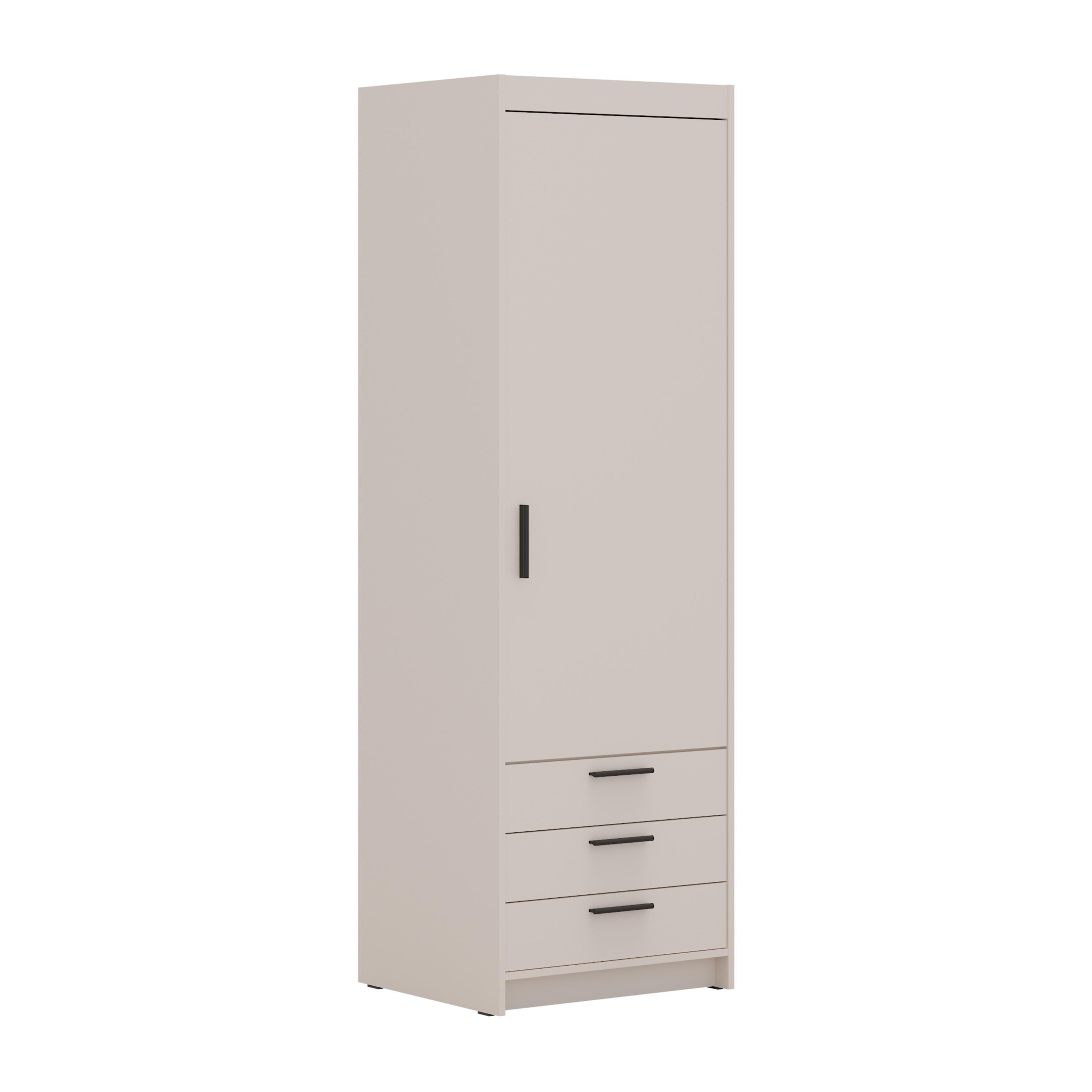 KLEIDERSCHRANK Storicos Beige 59,9/190,5/53 cm - 1T3S Modern mit Schubladen - Beige, Holzwerkstoff/Kunststoff (59.9/190.5/53cm) - AX Living