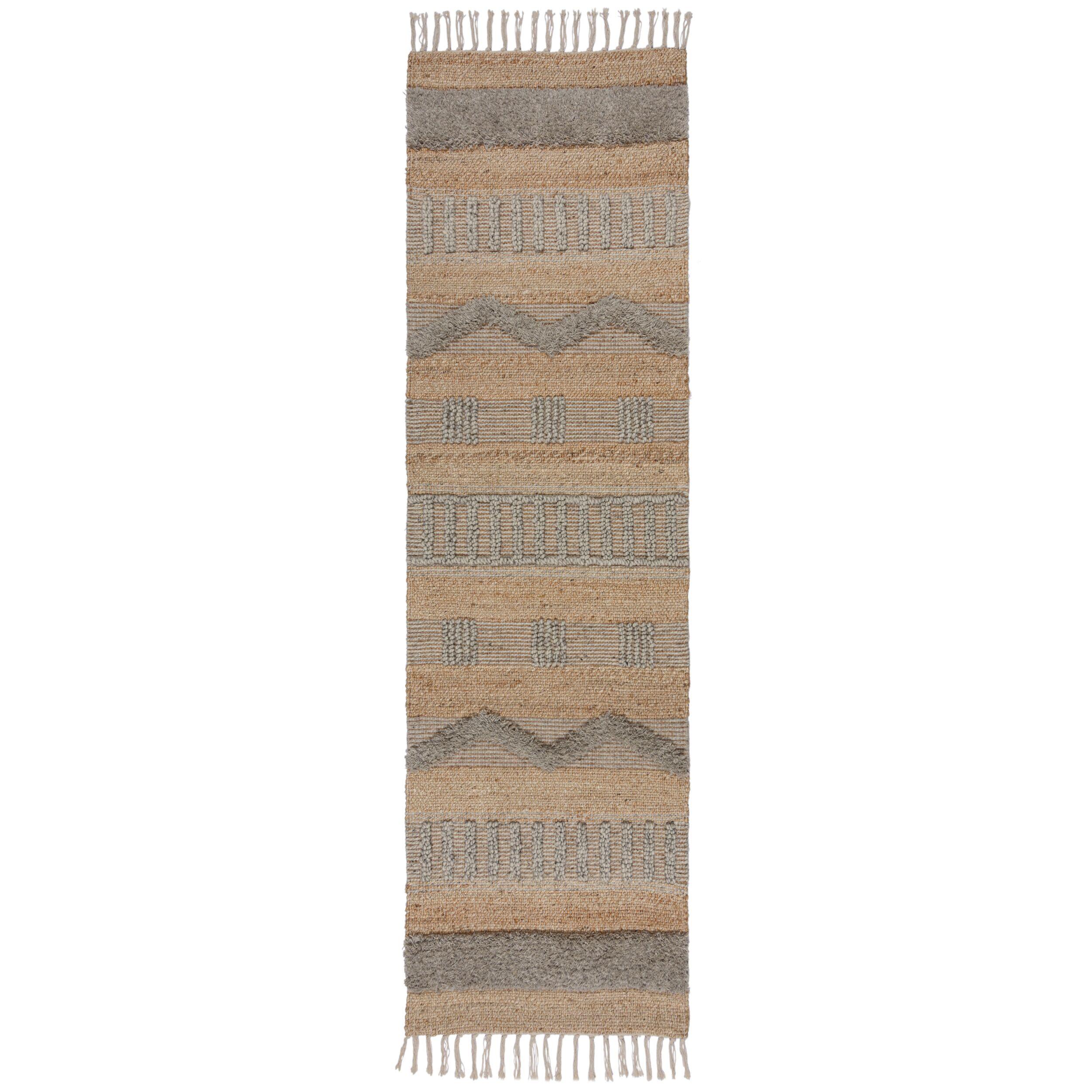 TEPPICH aus Jute handgewebt WHARFE in Braun-Grau, geometrisch, 60 x 230 cm - Braun, Textil (60/230cm) - KADIMA DESIGN